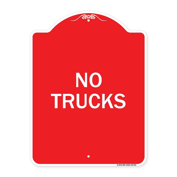 Designer Series Sign-Truck Sign No Trucks, Red & White Aluminum Sign, 18" x 24", RW-1824-22786